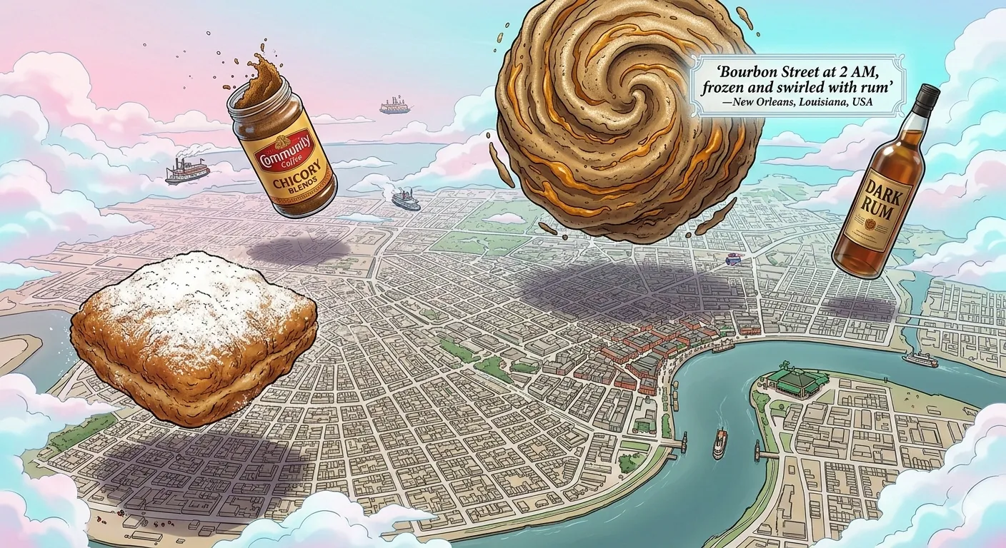 Illustration for New Orleans Chicory Coffee & Beignet